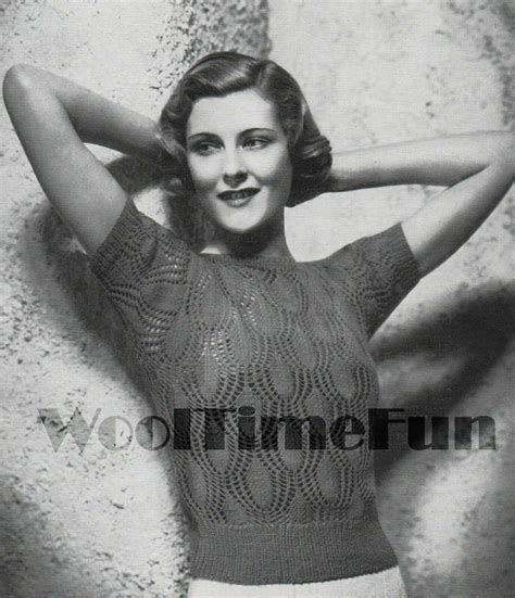 Knitting Pattern Vintage Ladys 1930s40s Jumper Short Sleeves Ebay