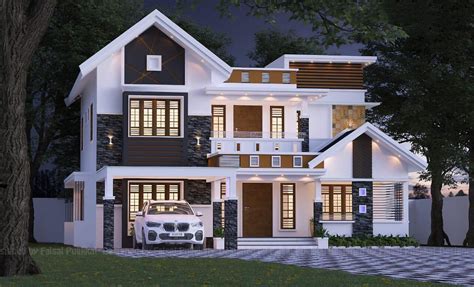 2400 Sq Ft 4bhk Contemporary Style Two Storey House And Free Plan