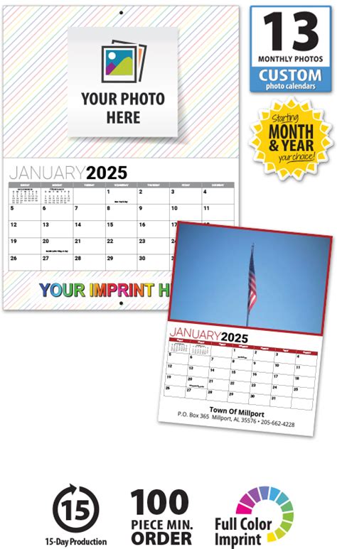 Custom Stapled Mini Wall Calendar 85x11 13 Month