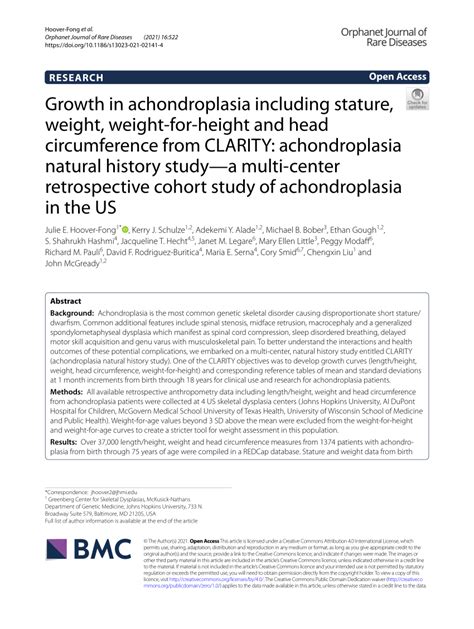 PDF Growth In Achondroplasia Including Stature Weight Weight For