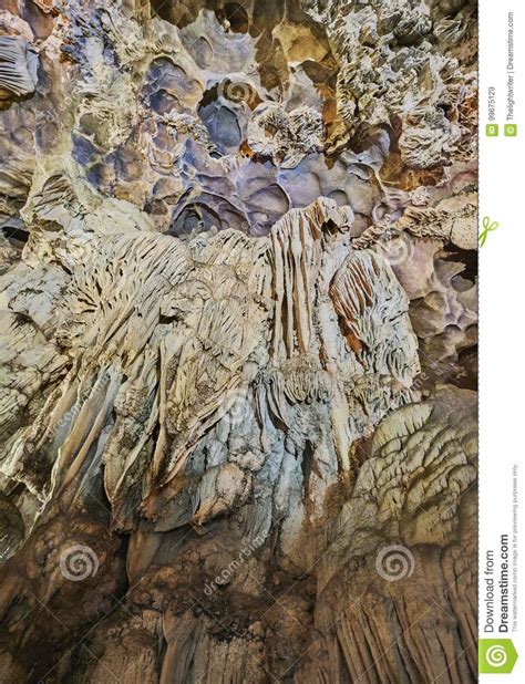 Beautiful And Large Limestone Cave In Vietnam Stock Image Image Of