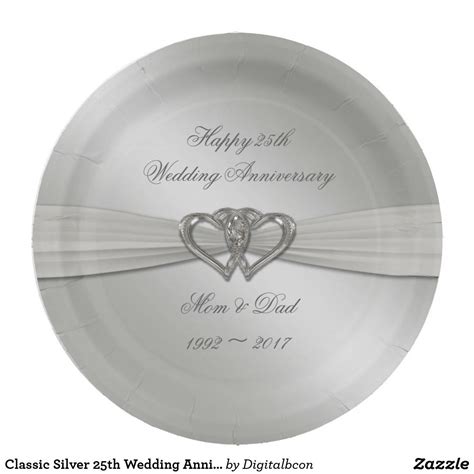 Classic Silver 25th Wedding Anniversary Plates Zazzle 25 Wedding