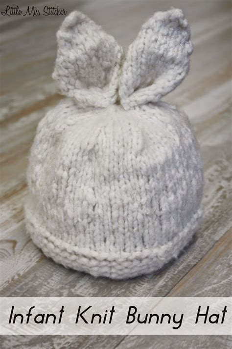 Infant Knit Bunny Hat Free Pattern Little Miss Stitcher Pinterest