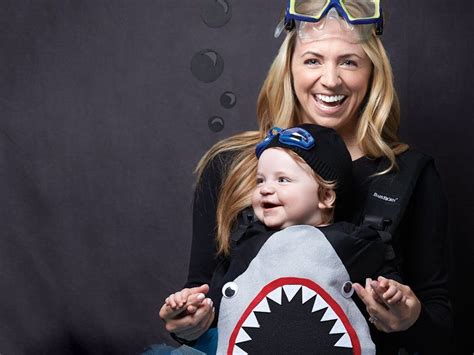 Mom And Baby Dressed As A Shark And Scuba Diver Baby Carrier