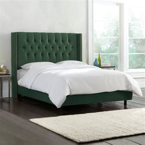 Shop with afterpay on eligible items. Jade Green Tufted Wingback Queen Upholstered Bed | RC ...