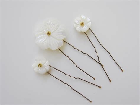 Bridal Flower Hair Pins Set Floral Wedding Plait Hair Pins Etsy Uk