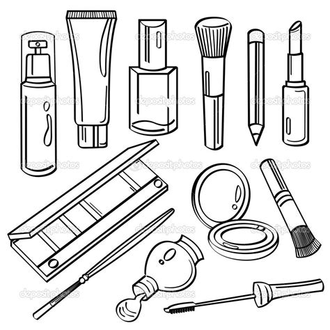 Maquillaje Iconos Dibujados A Mano Doodle Para Colorear Vector Premium