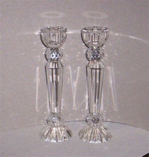 Simon Designs Crystal Glass 8 Column Candle Sticks New In Box Set Of