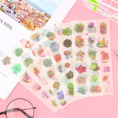 Buy 6 Sheetspack Succulent Plants Stickers Set