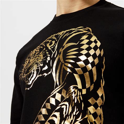 Versace Jeans Denim Tiger Logo Sweatshirt In Black For Men Lyst