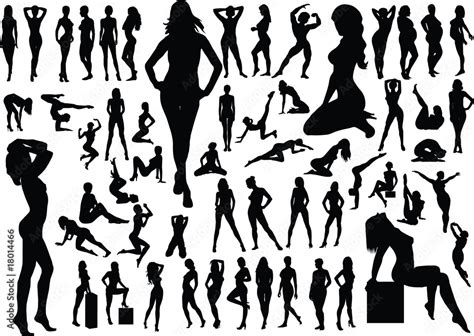 Foto Stock Beautiful Nude Woman Silhouettes Vector Sketch Emblems My