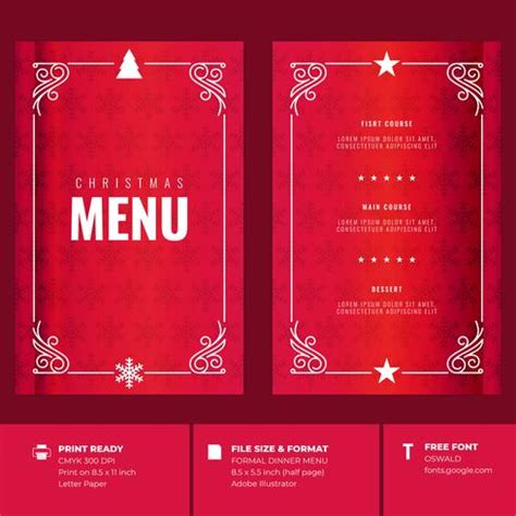 christmas restaurant  party menu invitation templates