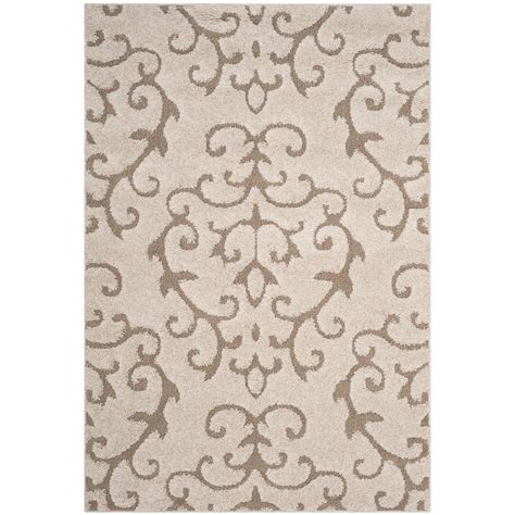Soft and unique loom kashan collection traditional floral overall pattern with border gray area rug (4 0 x 6 0) product description & features. Safavieh Florida Shag Cream/Beige 6 ft. x 9 ft. Area Rug ...