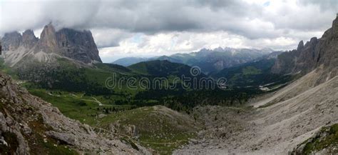 Panoramic View Of Beautiful Dolomite Mountain Scenery In South Tyrol