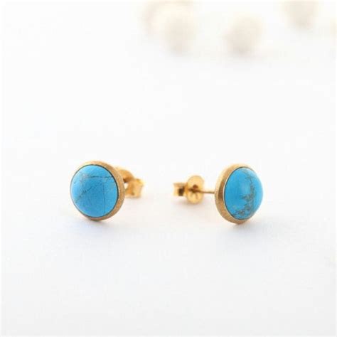 Turquoise Stud Earrings Beautiful Turquoise Studs In K Etsy