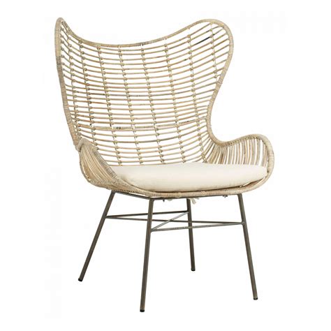 Malia Rattan Wingback Armchair In White Washwhite Cushion By Safavieh