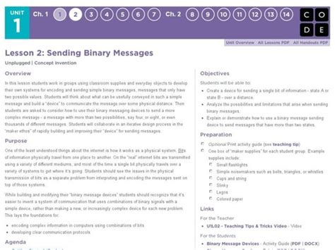 Sending Binary Messages Lesson Plan For 9th 12th Grade Lesson Planet