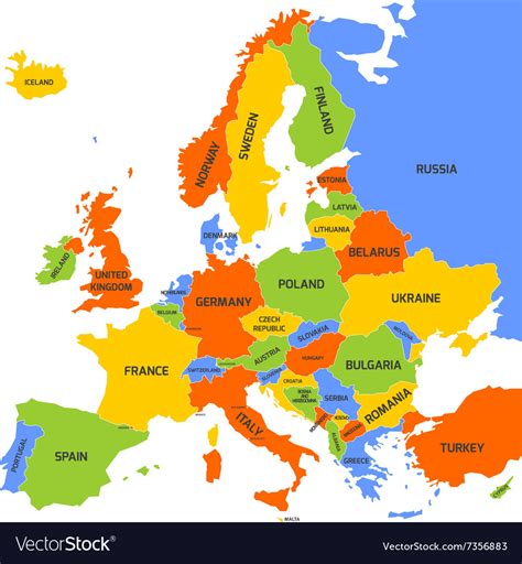 Colorful Map Europe Royalty Free Vector Image Vectorstock