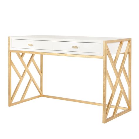 White Desk With Gold Legs