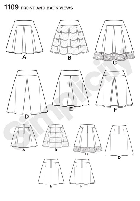 Line Drawing Pleated Skirt Pattern Skirt Patterns Sewing Simplicity