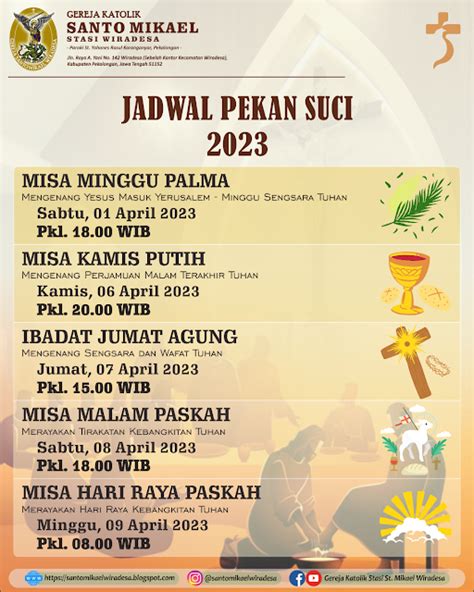 Jadwal Perayaan Pekan Suci 2023 Gereja Katolik Stasi St Mikael Wiradesa