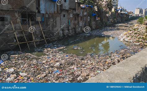 Dirty River In Dharavi Slums Mumbai India Stock Image