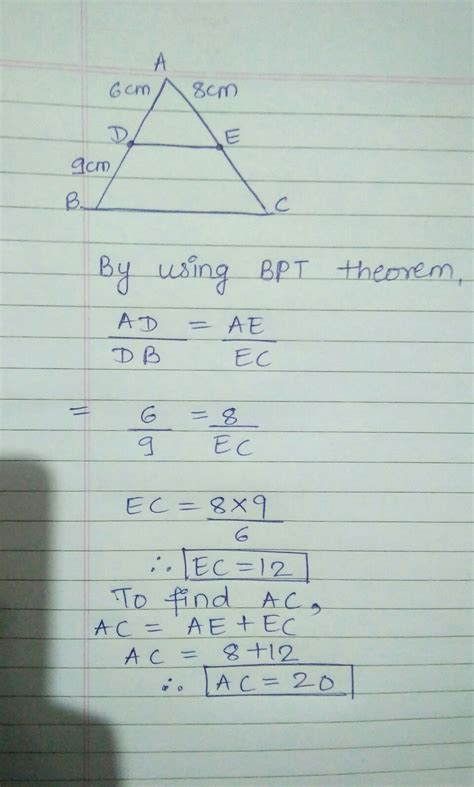 In Triangle ABC D And E Are The Point On Sides AB And AC Respectively