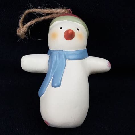 Russ Christmas Ornament Bonnie Lynn Folk Snowman With Outstretched Arms
