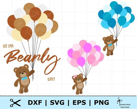Bear With Balloons Svg Circut Cut Files Layered Files Etsy Uk