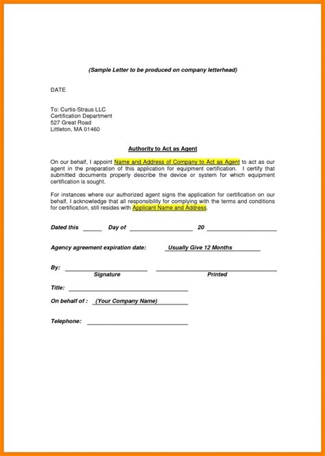 Authorization Letter For Representative To Transact Business | Template Business Format