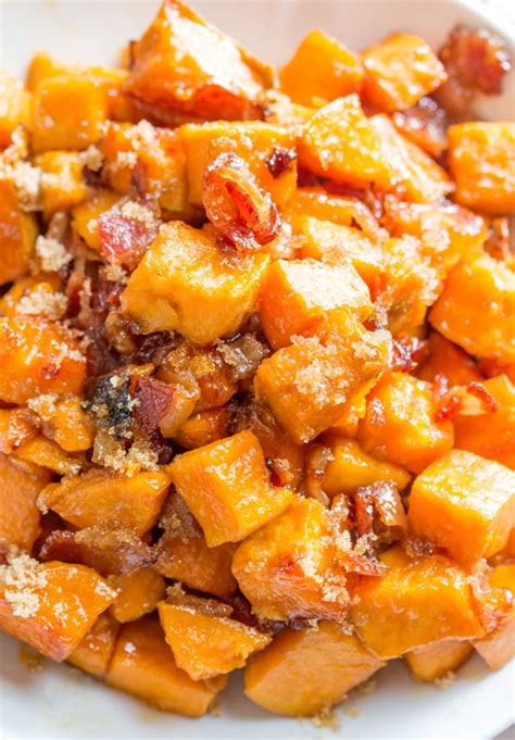 Brown Sugar Bacon Roasted Sweet Potatoes Simple Recipes
