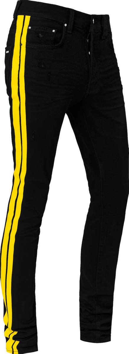 Amiri Black And Yellow Stripe Track Jeans Inc Style
