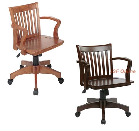 Shop for wood office chairs at best buy. Mission Style Bankers Wood Swivel Desk Office Chair in ...
