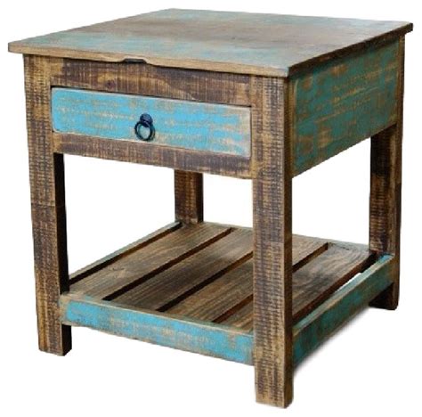 Reclaimed Wood Solid Wood End Table Beach Style Side Tables And End