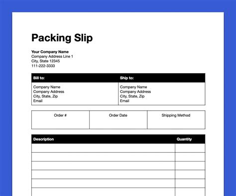 Packing Slip Printable Delivery Note Delivery Template Modern Slip