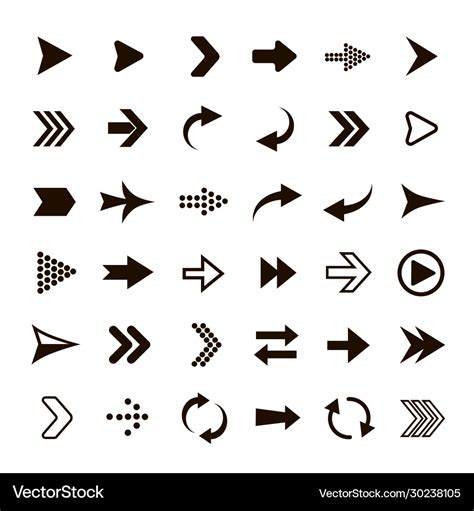 Arrows Set Black Arrow Symbols Pictograms Vector Image