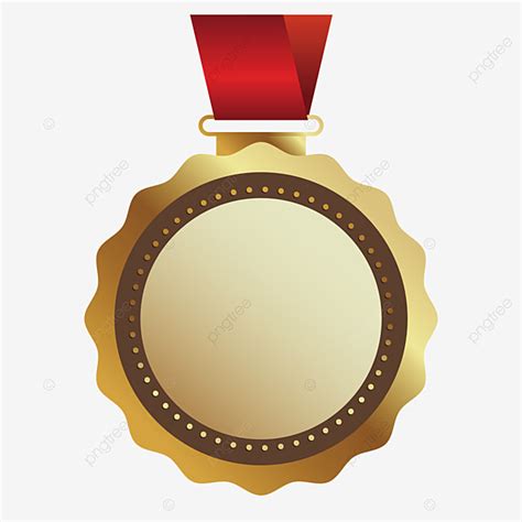 Red Ribbon Medal Design Gold Medal Honor Vector Free Medal Clipart