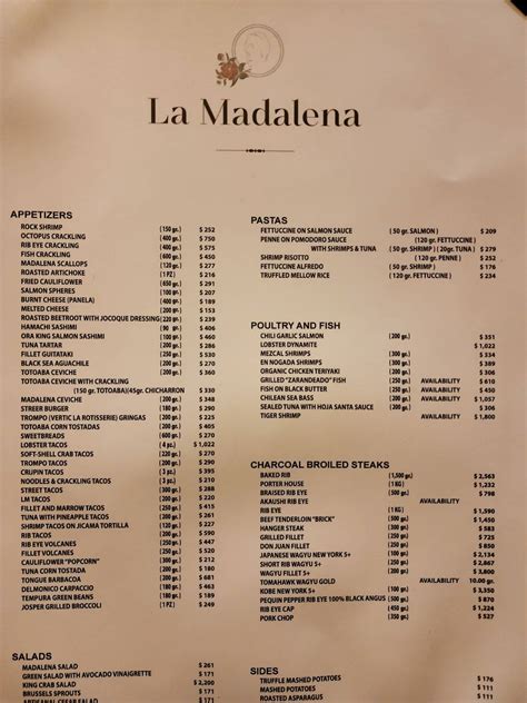 Carta Del Restaurante La Madalena Guadalajara Zapopan