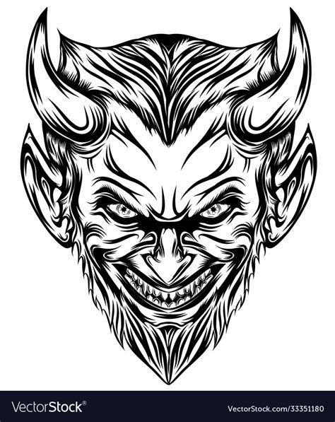 Devil Head With Long Beard And Scare Smile Vector Image