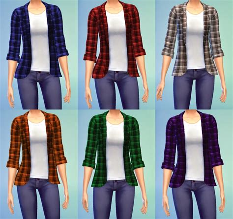 My Sims 4 Blog Unbuttoned Plaid Shirts For Teen Elder Females By