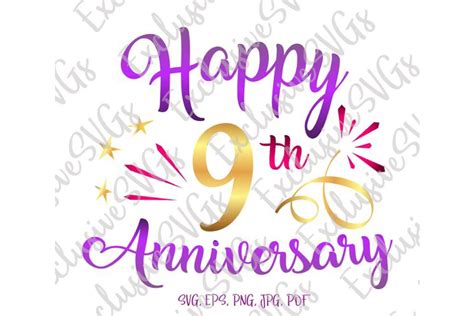 happy 9th anniversary nine year pottery copper wedding sign 348673 crafters design bundles