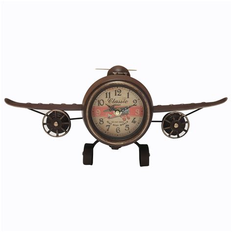 Rustic Vintage Airplane Table Clock Boxman