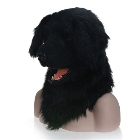 Black Dog Head Mascot Costume Can Move Mouth Head Suit Halloween Outfit