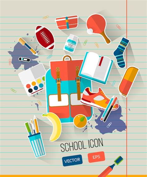 Ilustração da escola objetos da escola Vetor Premium