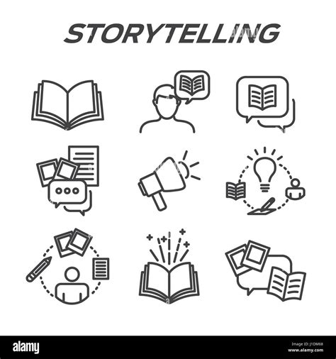 Storytelling Icon Set With Speech Bubbles And Books Stock Vector Image