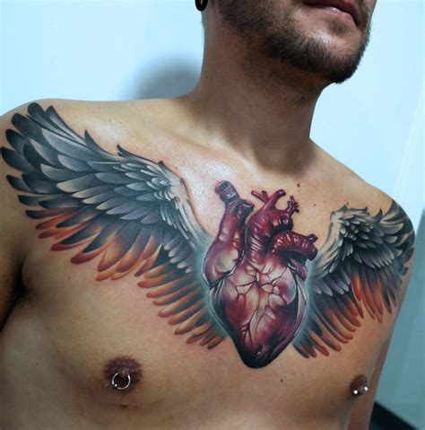 Wings tattoos designs show a discrepancy from the most lovable angel wings to butterfly wings. Heart & Wings on Guy's Chest | Best tattoo design ideas