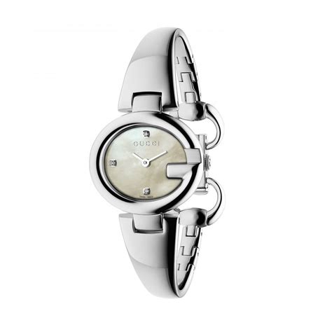 Ladies Guccissima Mop Diamond Set Dial Bangle Quartz Watch Watches
