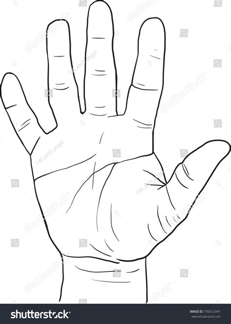Sketch Drawing Hand Palm Vector Illustration Stock Vector 195612941