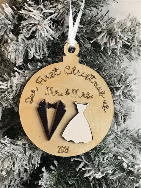 Our First Christmas Ornament Husband Wife Ornament Wedding Etsy UK