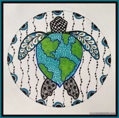 Zentangled Turtle For Earth Day Doodles Zentangles Zentangle Art